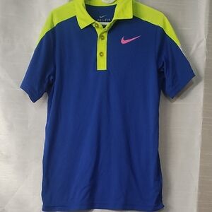 Nike Dri-FIT‎ Blue and Neon Yellow Polo